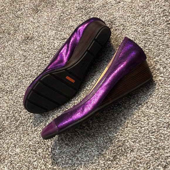 NWT LuLaRoe Jill Purple Skirt with Cole Haan Purple Wedges Size Small and 9.5B - Picture 8 of 12